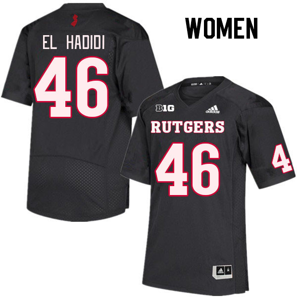 Women #46 Sammy El Hadidi Rutgers Scarlet Knights College Football Jerseys Stitched Sale-Black